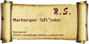 Marberger Sándor névjegykártya